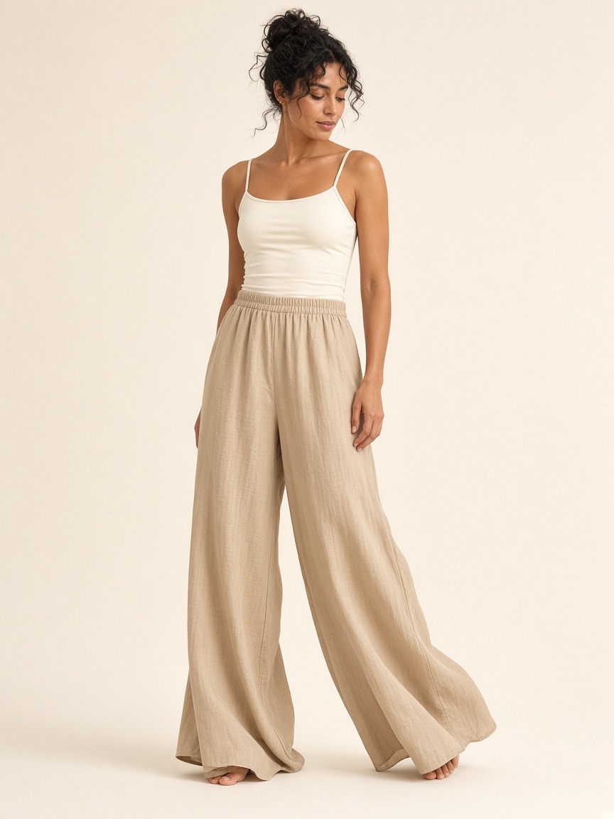 Calça pantalona areia